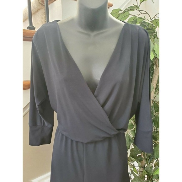 C Women's Solid Black Polyester V-Neck Cold Shoulder Sleeve Casual Romper Size S - Picture 5 of 11